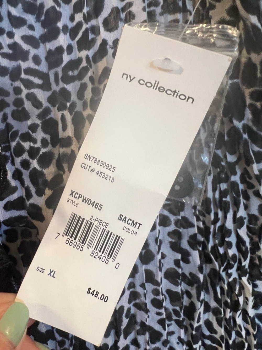 NY COLLECTION Leopard Lace Trim Blouse Top XL Pleated Y2K - Picture 11 of 11